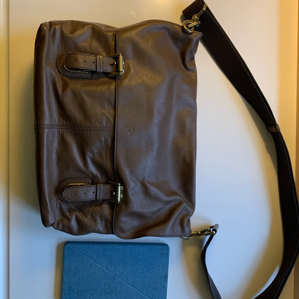 Mulberry dark brown messaged bag